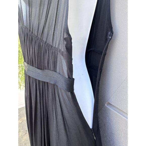 Theory Black Silk Chiffon Sheer pleated dress SZ 6 LBD Minimalist Quiet Luxury - Picture 10 of 16